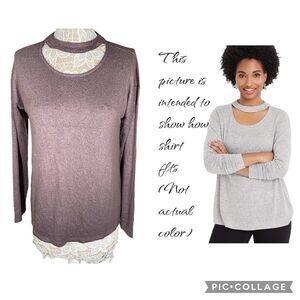 NWT Maurices Solid Cut Out Mock Neck Long sleeve Top, Size M